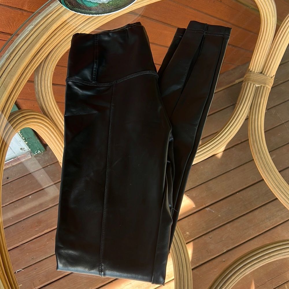 Thursdays faux leather fleece lined pants
